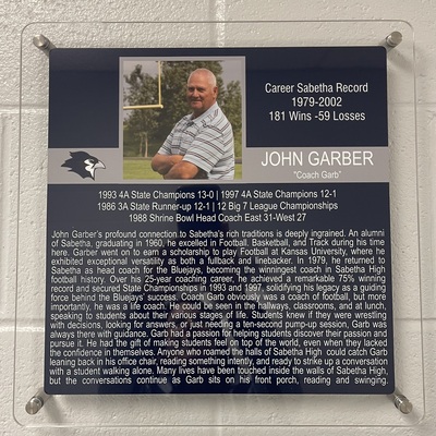 The first inductee into the Sabetha Hall of Fame-Coach John Garber