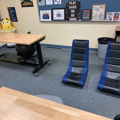 Flexible seating purchased for middle school math class from an Appleseed Grant