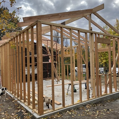 The bones of ARC's new building are up. Next step plywood!