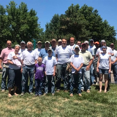Volunteers taking a break while working on a house project