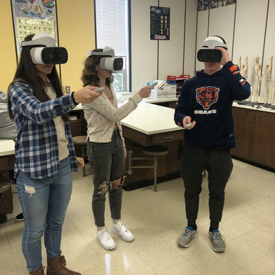 Mr. Moeller's Science Class using items that were purchased through the Science and Business Fund